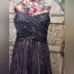 Formal gown by jump apparel , Smokey gray .taupe. glitter